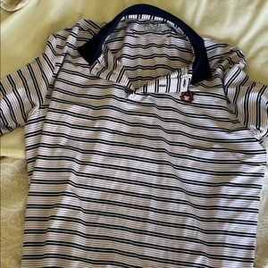 Under Armour Striped Polo Shirt - Navy and White